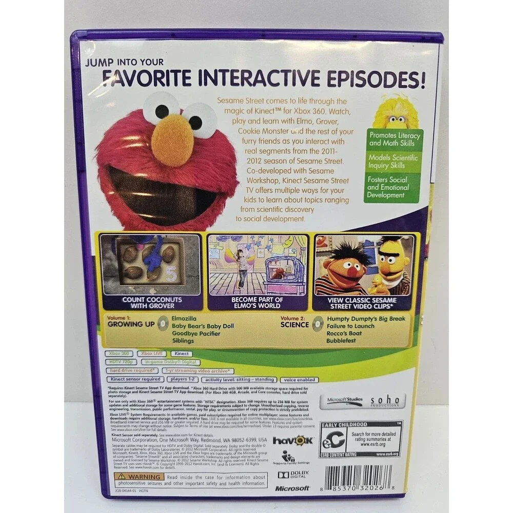 Sesame Street TV Kinect - Microsoft Xbox 360 - Tested